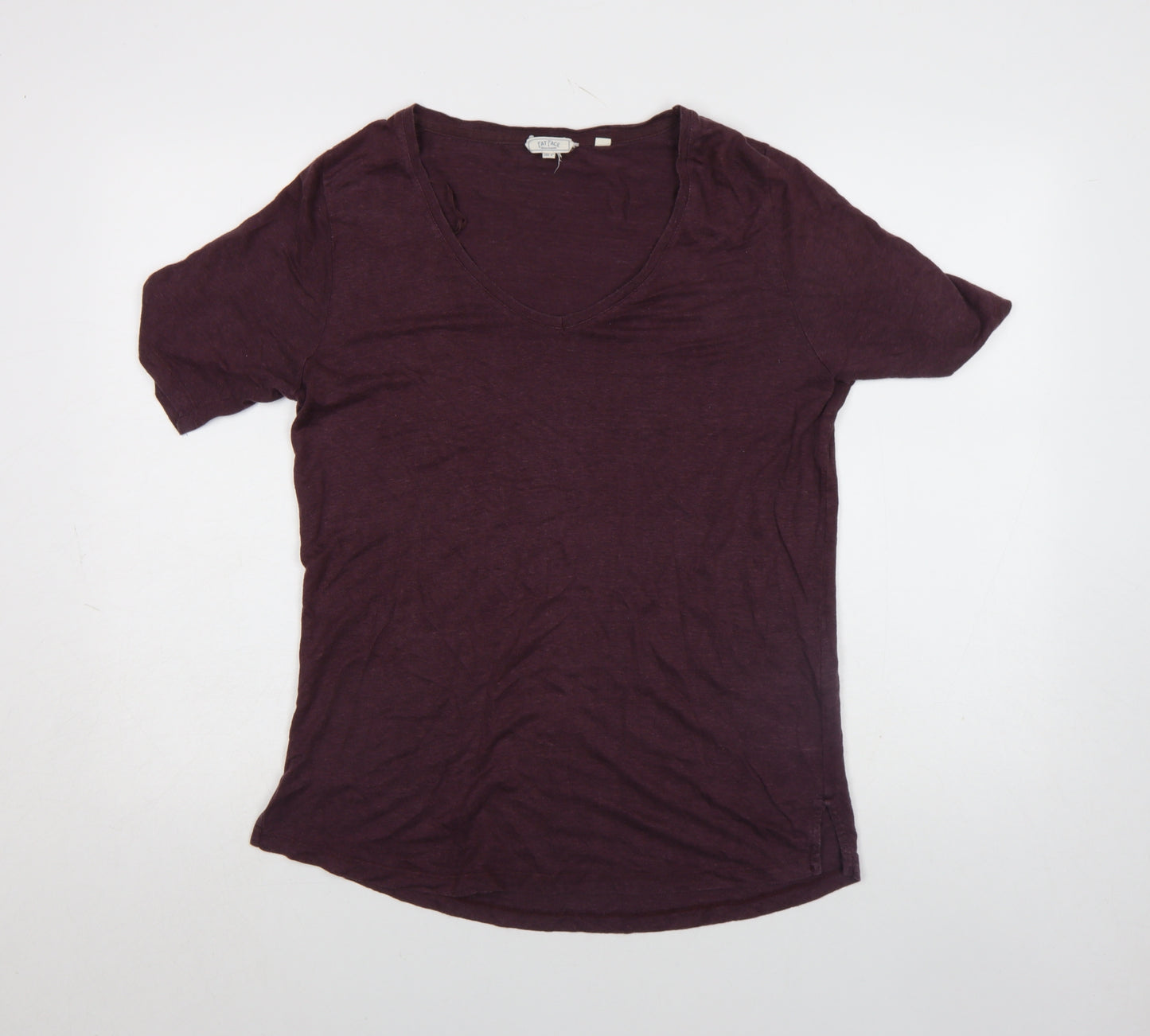 FatFace Women's Purple Linen V-Neck T-Shirt Size 12