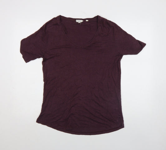 FatFace Women's Purple Linen V-Neck T-Shirt Size 12