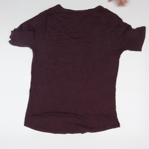 FatFace Women's Purple Linen V-Neck T-Shirt Size 12