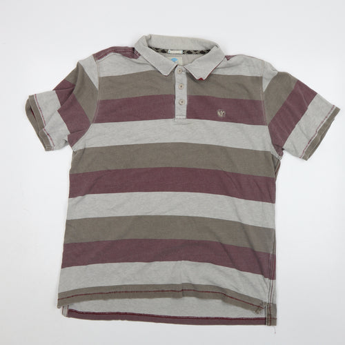Fat Face Men's Multicoloured L Striped Cotton Polo Shirt