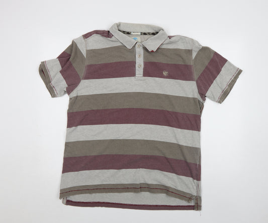 Fat Face Men's Multicoloured L Striped Cotton Polo Shirt