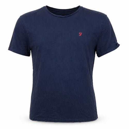 Farah Men's Blue Cotton Crew Neck Short Sleeve T-Shirt Medium