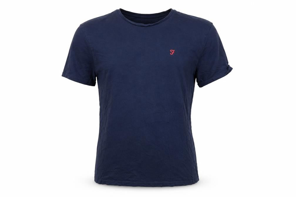 Farah Men's Blue Cotton Crew Neck Short Sleeve T-Shirt Medium