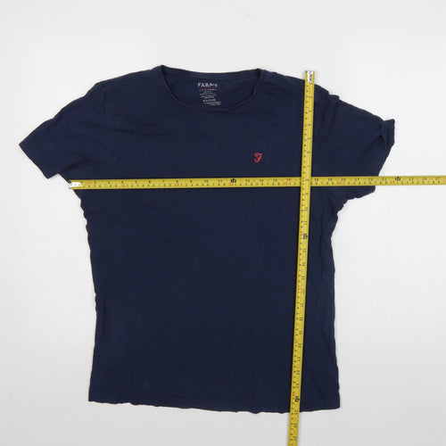 Farah Men's Blue Cotton Crew Neck Short Sleeve T-Shirt Medium