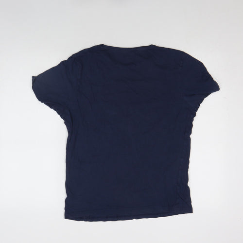 Farah Men's Blue Cotton Crew Neck Short Sleeve T-Shirt Medium