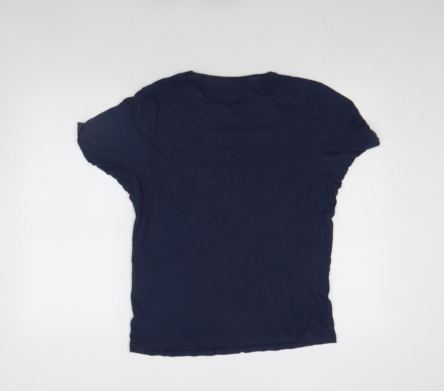 Farah Men's Blue Cotton Crew Neck Short Sleeve T-Shirt Medium