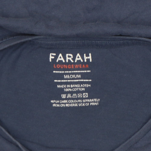 Farah Men's Blue Cotton Crew Neck Short Sleeve T-Shirt Medium