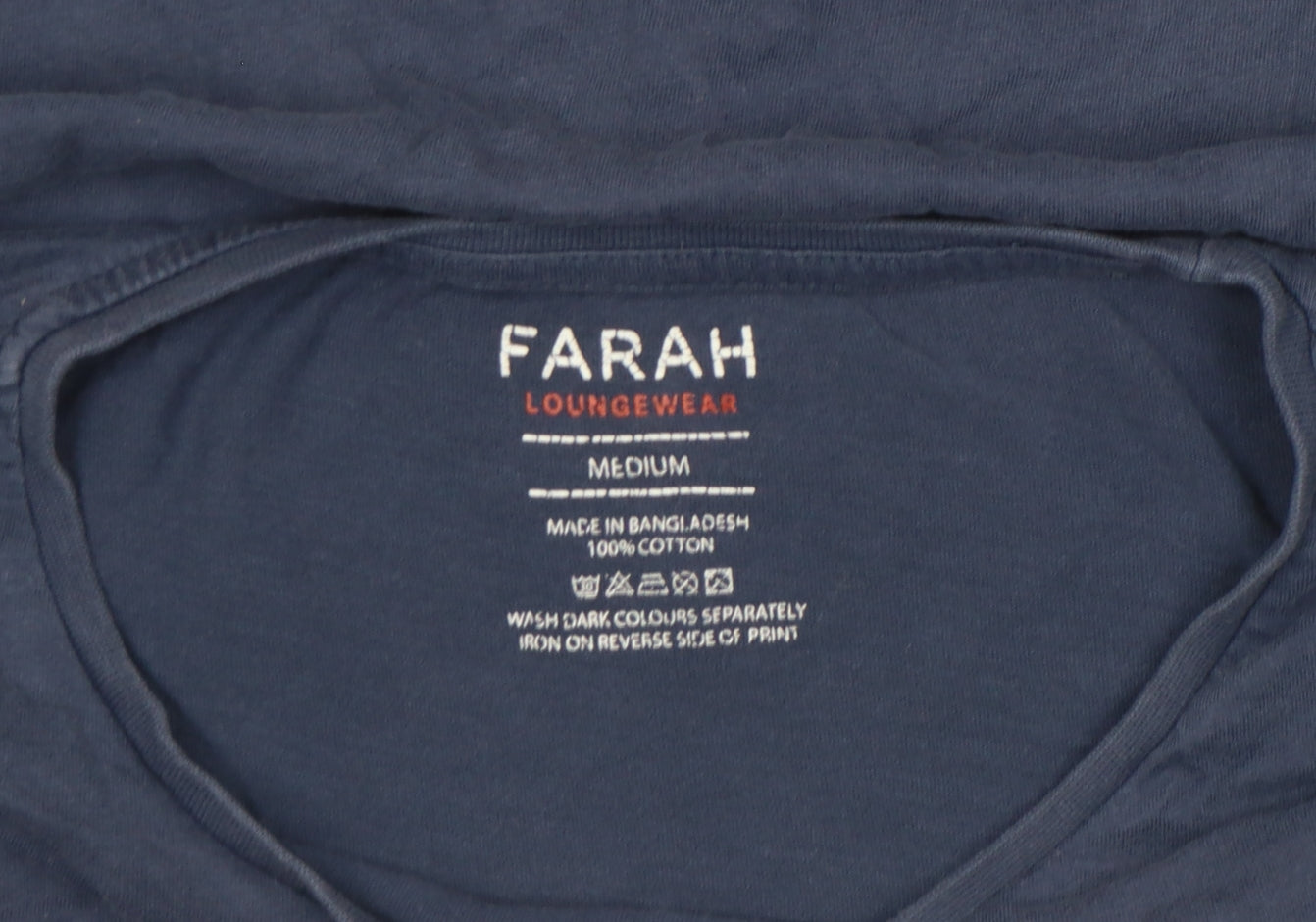Farah Men's Blue Cotton Crew Neck Short Sleeve T-Shirt Medium