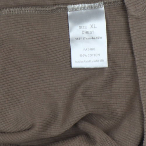 Lee Cooper Men's Brown Long Sleeve Cotton V-Neck Shirt XL