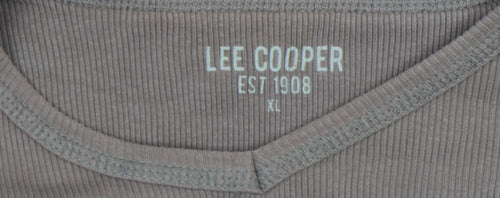 Lee Cooper Men's Brown Long Sleeve Cotton V-Neck Shirt XL