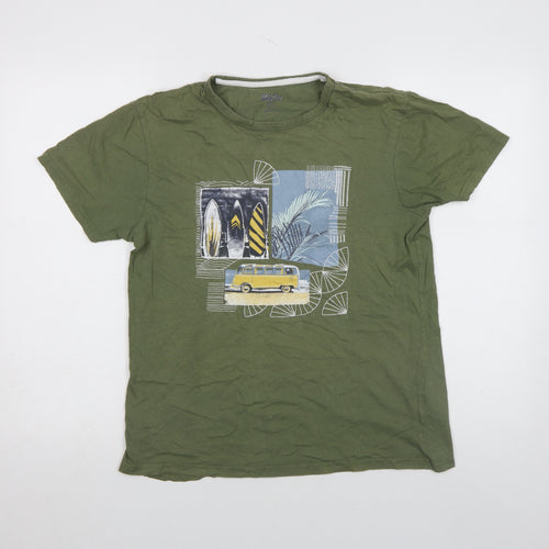 M&Co Men’s Green Graphic Beach Camper T-Shirt Size S