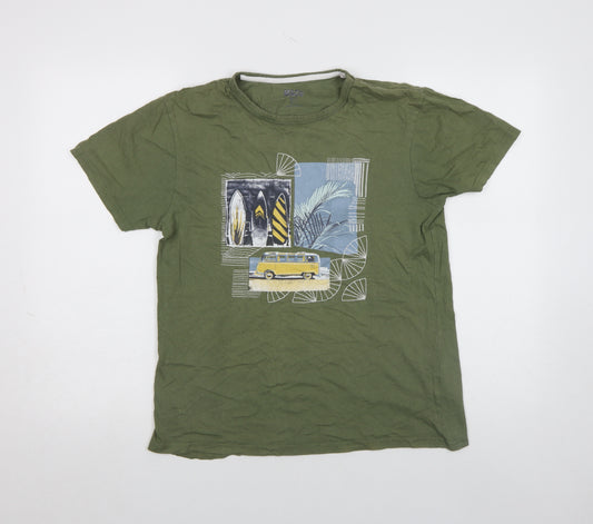 M&Co Men’s Green Graphic Beach Camper T-Shirt Size S