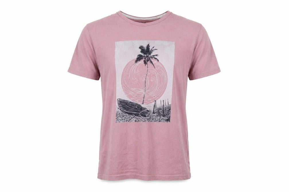 M&Co Men's Pink Beach Graphic Cotton T-Shirt Size S