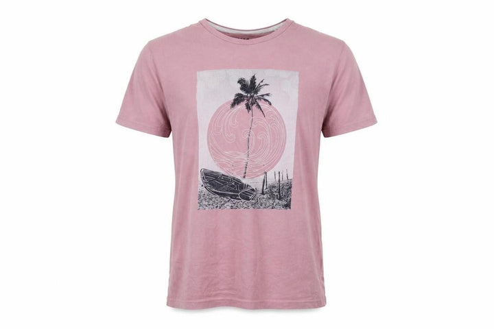 M&Co Men's Pink Beach Graphic Cotton T-Shirt Size S