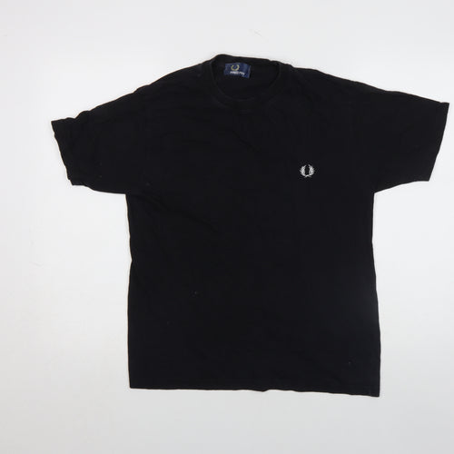 Fred Perry Men's Black Cotton Crew Neck Regular Fit T-Shirt M