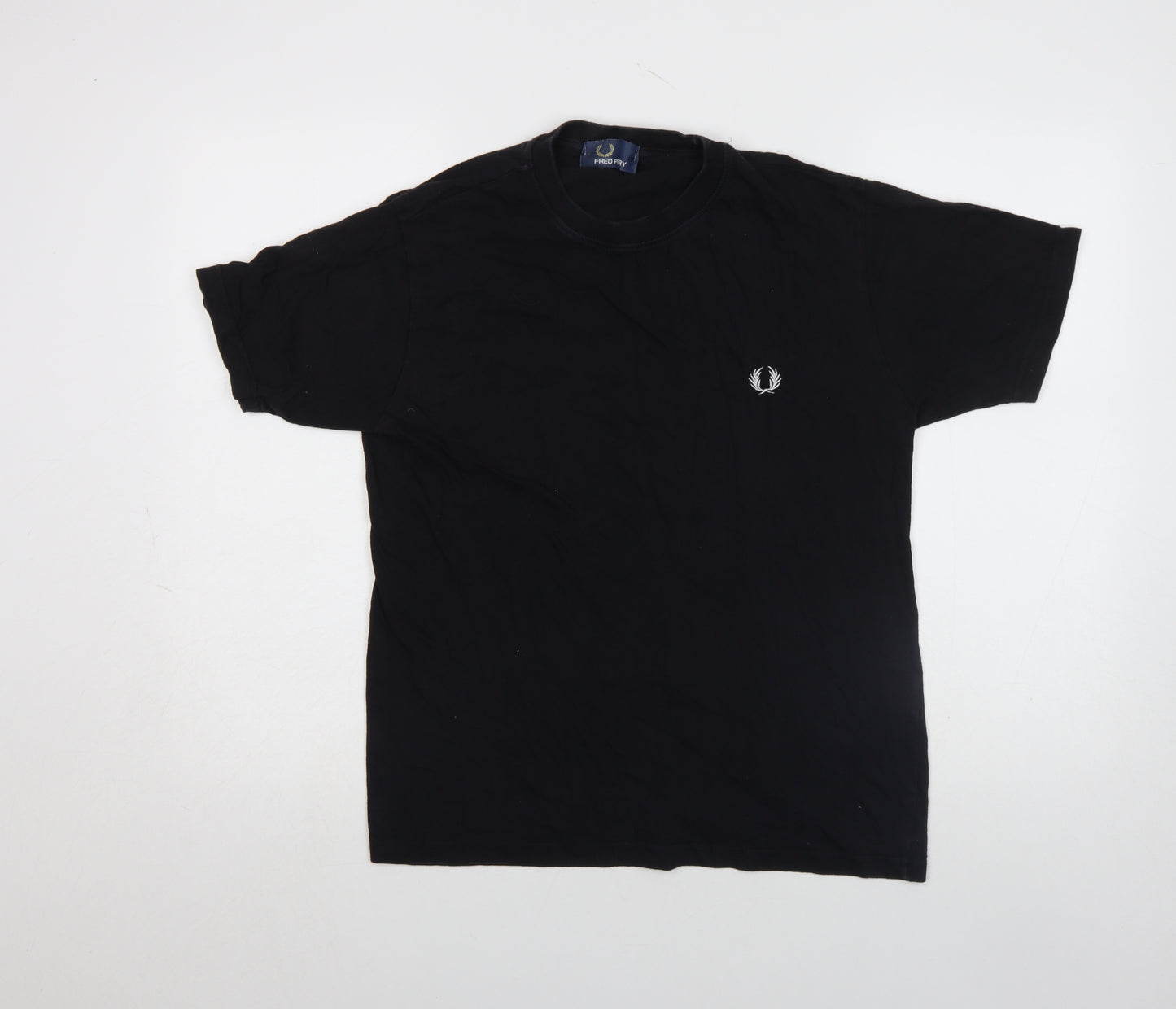 Fred Perry Men's Black Cotton Crew Neck Regular Fit T-Shirt M