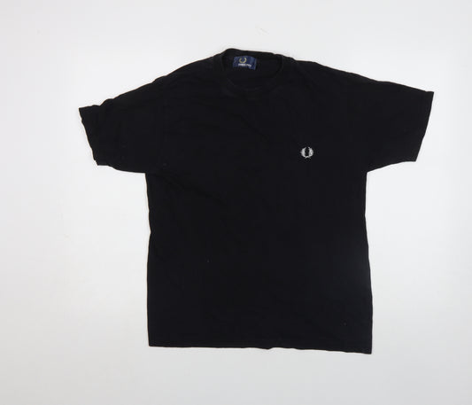Fred Perry Men's Black Cotton Crew Neck Regular Fit T-Shirt M