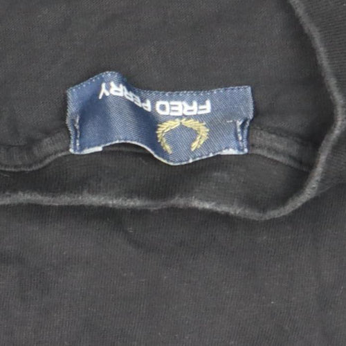 Fred Perry Men's Black Cotton Crew Neck Regular Fit T-Shirt M