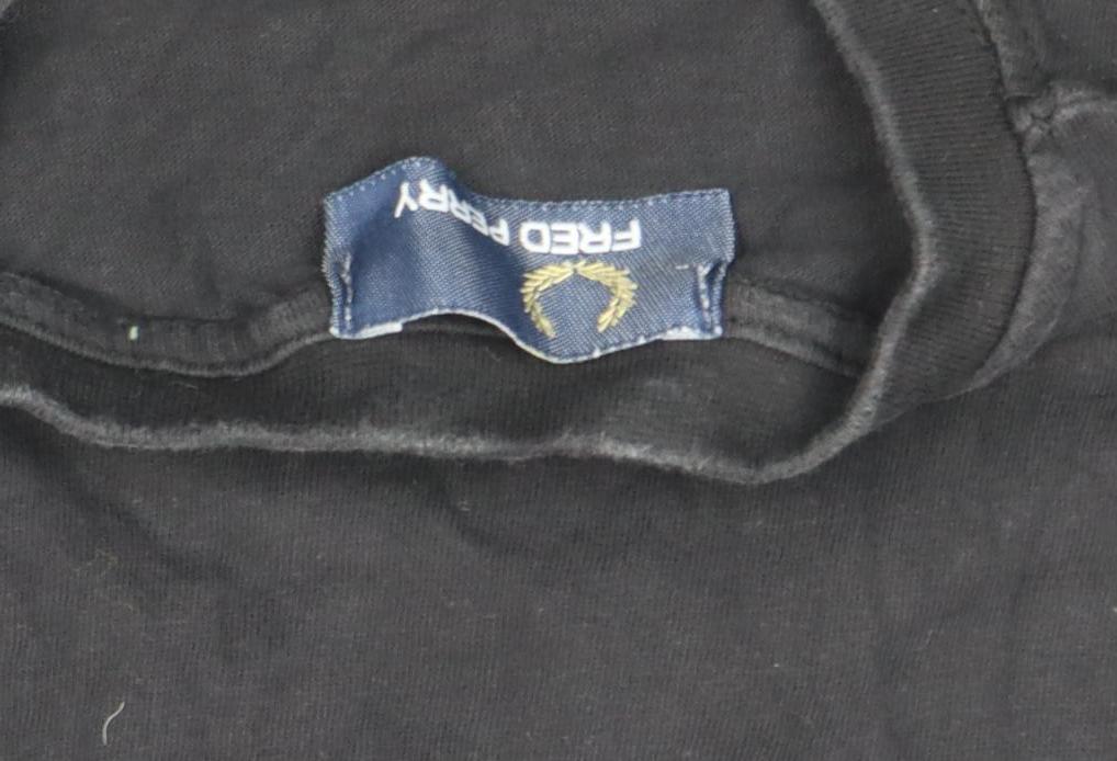 Fred Perry Men's Black Cotton Crew Neck Regular Fit T-Shirt M