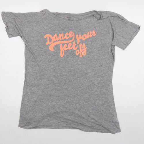 H&M Womens Grey 'Dance Your Feet Off' T-Shirt Size M