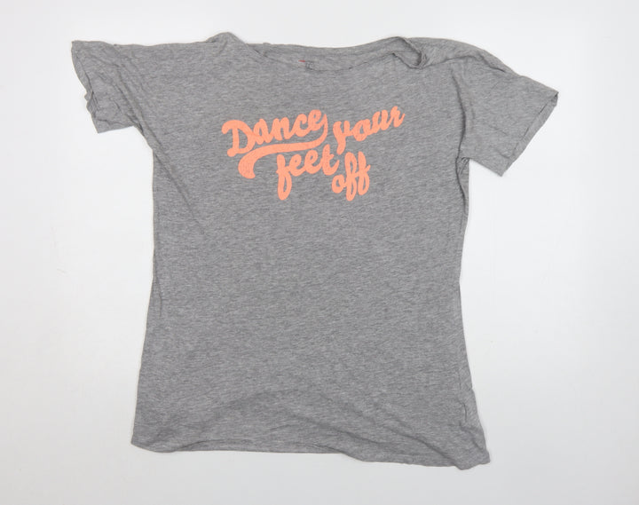H&M Womens Grey 'Dance Your Feet Off' T-Shirt Size M
