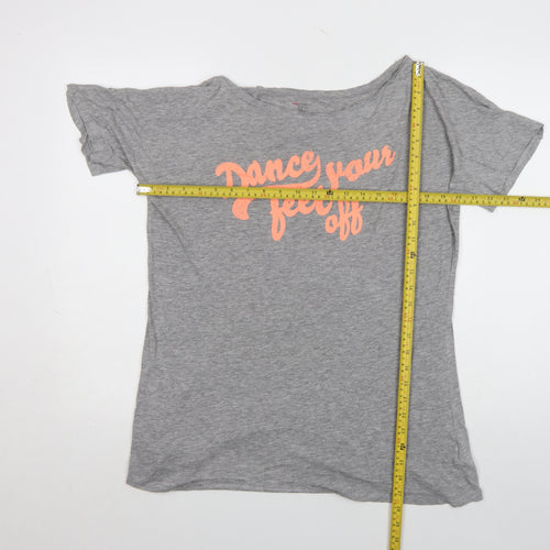 H&M Womens Grey 'Dance Your Feet Off' T-Shirt Size M