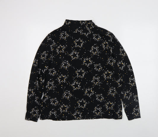 Marks and Spencer Womens Black Star Print Mock Neck Long Sleeve Jersey Top Size 20