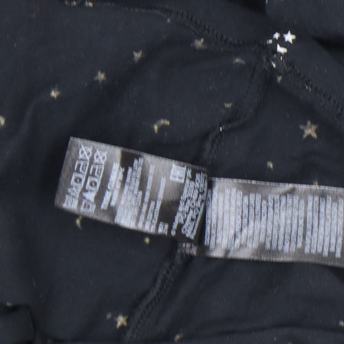 Marks and Spencer Womens Black Star Print Mock Neck Long Sleeve Jersey Top Size 20