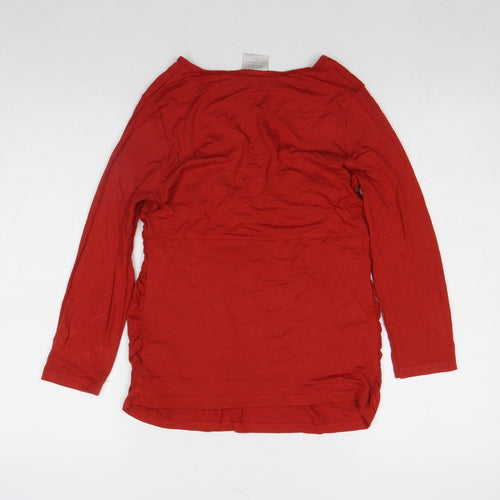 Next Maternity Red Wrap Long Sleeve V-Neck Cotton Jersey Top UK 10