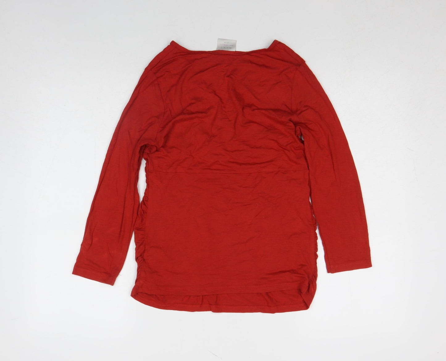 Next Maternity Red Wrap Long Sleeve V-Neck Cotton Jersey Top UK 10