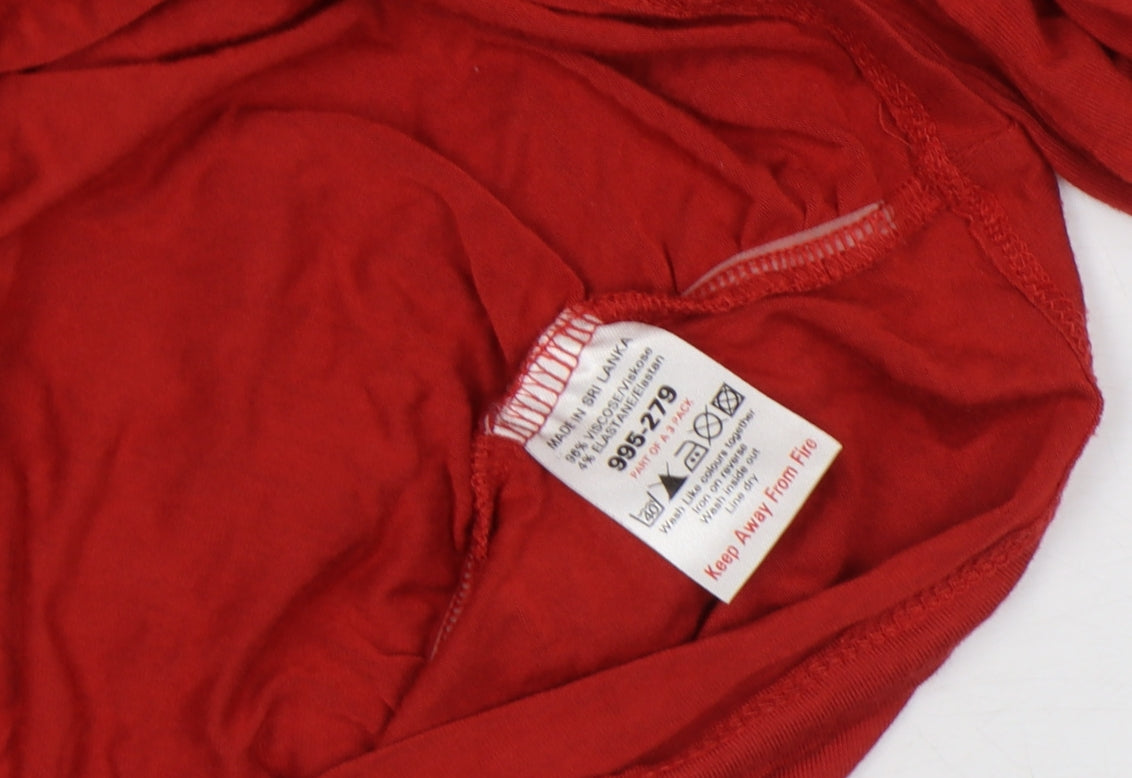 Next Maternity Red Wrap Long Sleeve V-Neck Cotton Jersey Top UK 10