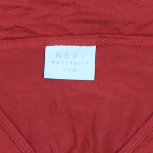 Next Maternity Red Wrap Long Sleeve V-Neck Cotton Jersey Top UK 10