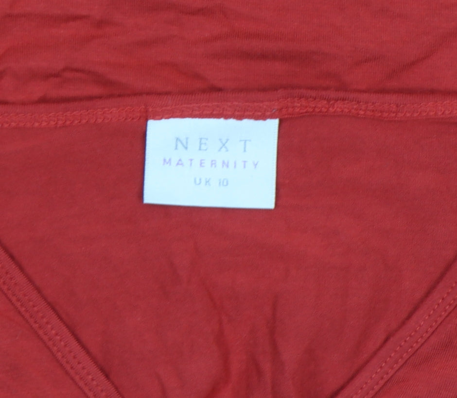 Next Maternity Red Wrap Long Sleeve V-Neck Cotton Jersey Top UK 10
