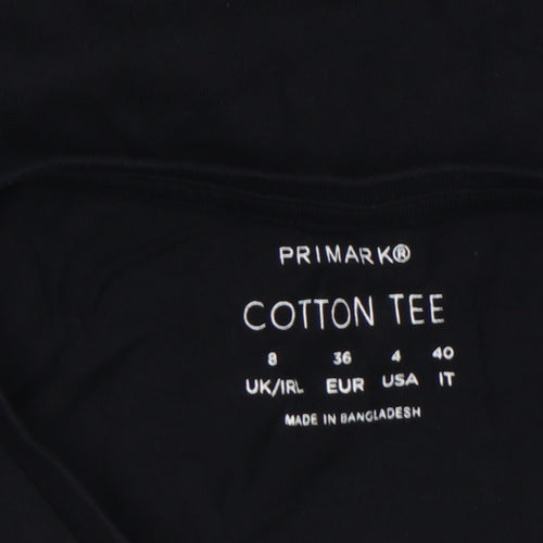 Primark Womens Black Cotton Halloween Skeleton Hands T-Shirt Size 8