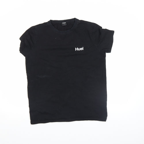 Huel Men Black Cotton Crew Neck Short Sleeve Regular T-Shirt L