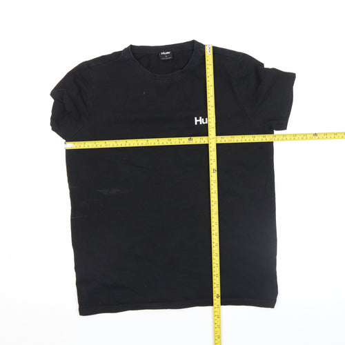 Huel Men Black Cotton Crew Neck Short Sleeve Regular T-Shirt L