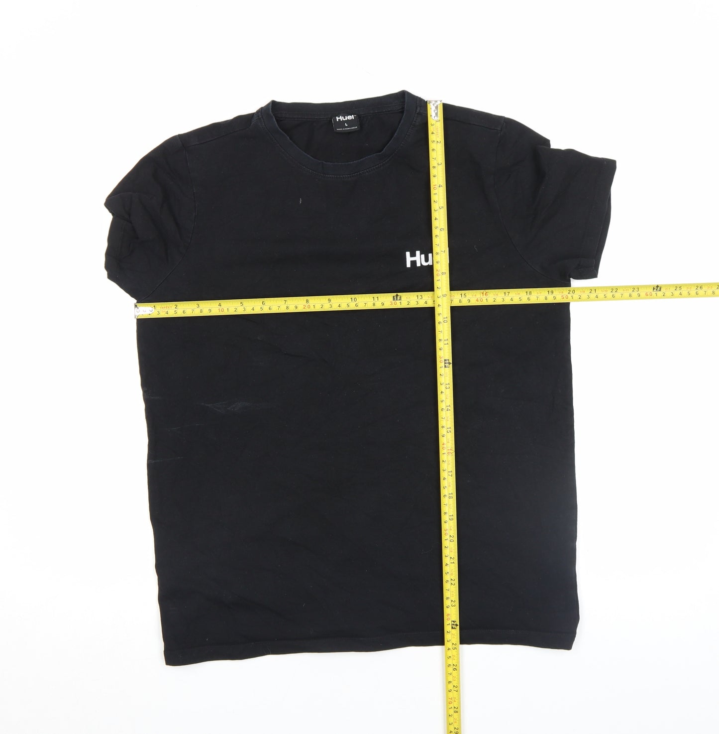 Huel Men Black Cotton Crew Neck Short Sleeve Regular T-Shirt L