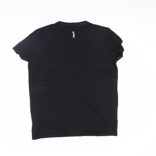 Huel Men Black Cotton Crew Neck Short Sleeve Regular T-Shirt L