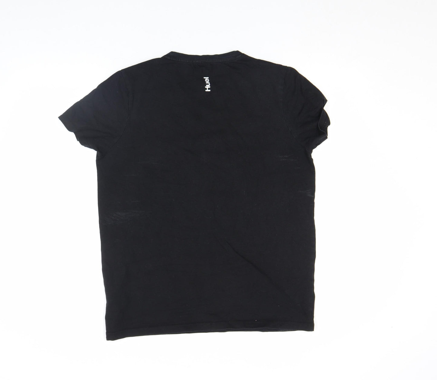 Huel Men Black Cotton Crew Neck Short Sleeve Regular T-Shirt L