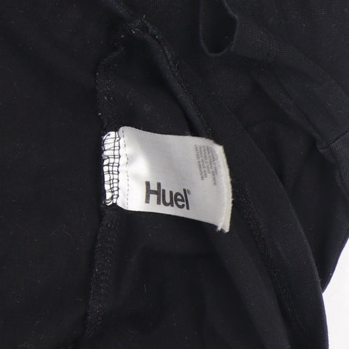 Huel Men Black Cotton Crew Neck Short Sleeve Regular T-Shirt L