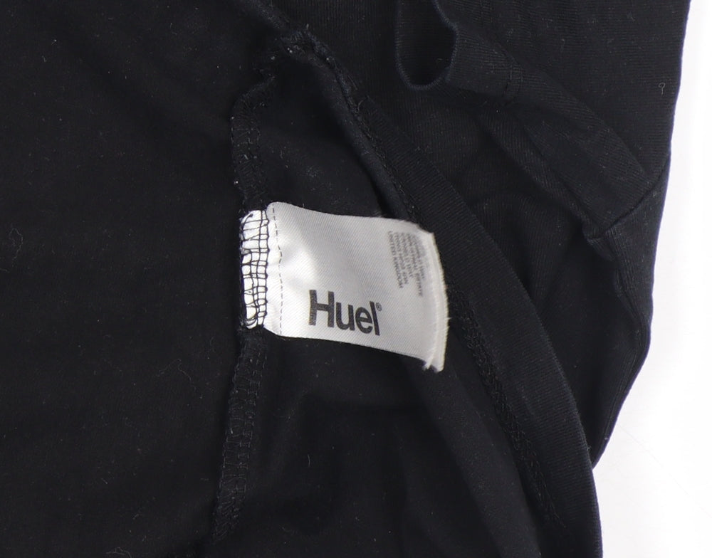 Huel Men Black Cotton Crew Neck Short Sleeve Regular T-Shirt L