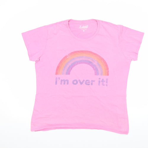Batch1 Womens Pink Rainbow Graphic XL T-Shirt Casual Cotton