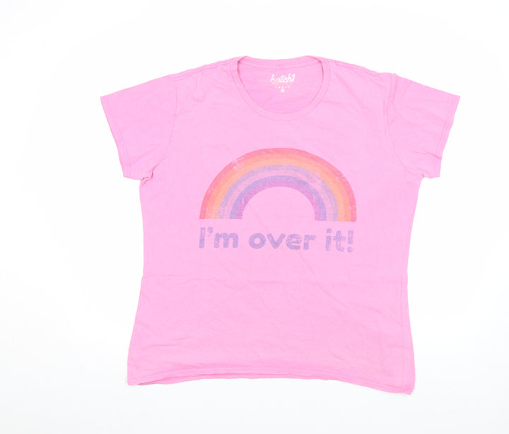 Batch1 Womens Pink Rainbow Graphic XL T-Shirt Casual Cotton
