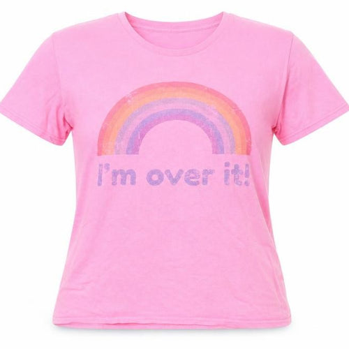 Batch1 Womens Pink Rainbow Graphic XL T-Shirt Casual Cotton
