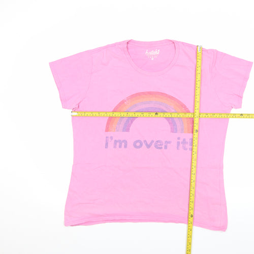 Batch1 Womens Pink Rainbow Graphic XL T-Shirt Casual Cotton