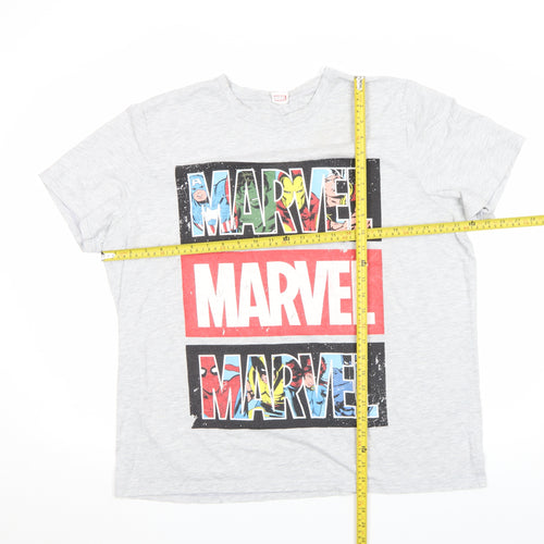 Marvel Men's Grey 2XL Graphic Comic Logo Short Sleeve T-Shirt