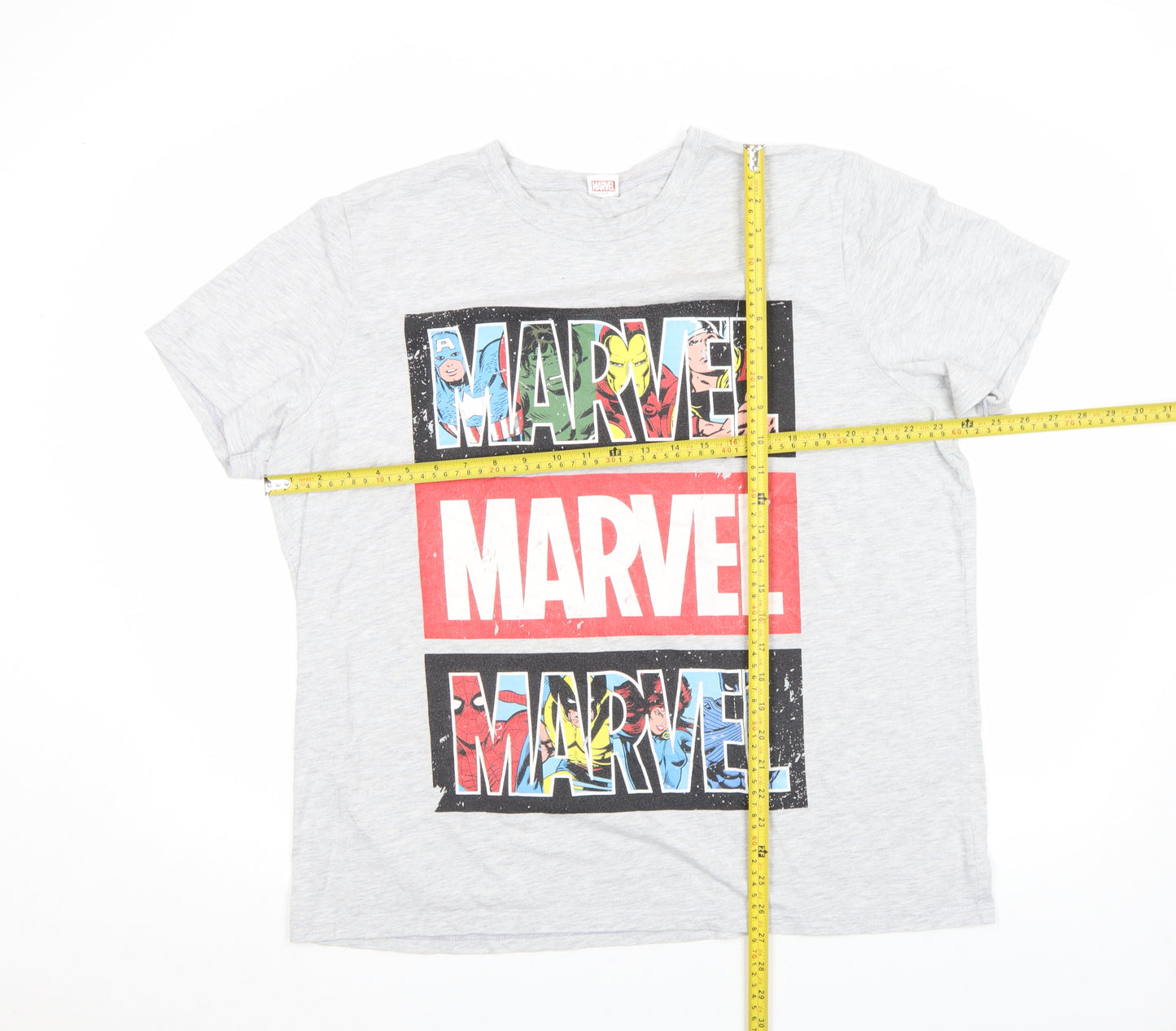 Marvel Men's Grey 2XL Graphic Comic Logo Short Sleeve T-Shirt