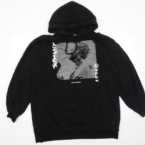 Justin Bieber Women's Black Small Pullover Hoodie Graphic Print