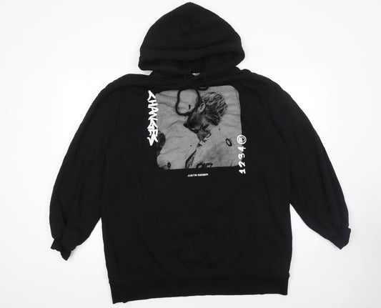 Justin Bieber Women's Black Small Pullover Hoodie Graphic Print