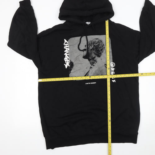 Justin Bieber Women's Black Small Pullover Hoodie Graphic Print